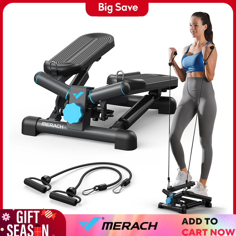 MERACH Mini Stepper for Exercise Twist Stair Stepper 330LBS Capacity Stepper Exercise Equipment with Resistance Band for Fitness - Main Image