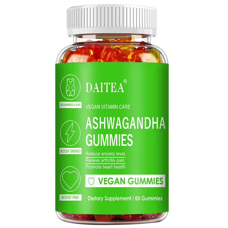 DAITEA Ashwagandha Gummies, for men and women, enhance immunity, relieve mood, enhance vitality, health food, vitamin D suppleme - Main Image