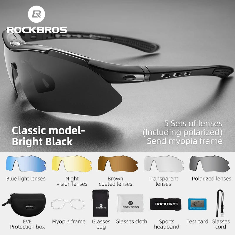 ROCKBROS Cycling Polarized glasses Bike Photochromic Outdoor Sports Sunglasses MTB PC Goggles Eyewear 5/3 Lens Bicycle Accessory - Main Image