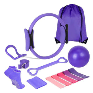 Yoga Fitness Kit Pilates Training Set Home Gym Fitness Equipment Set with Pilates Ring Yoga Ball Resistance Bands