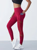 Side Mesh Splicing Yoga Pants With Pockets High Stretch Comfortable Breathable Solid Color Fitness Shaping Leggings For Women - Thumbnail 5