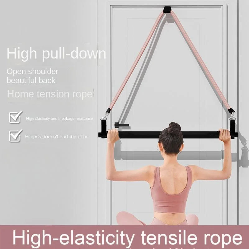 Professional Resistance Bands Set with Pull Down Bar Home Gym Equipment Adjustable 80LB Elastic Tubes for Women Back Workout - Main Image
