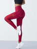 Side Mesh Splicing Yoga Pants With Pockets High Stretch Comfortable Breathable Solid Color Fitness Shaping Leggings For Women - Thumbnail 3