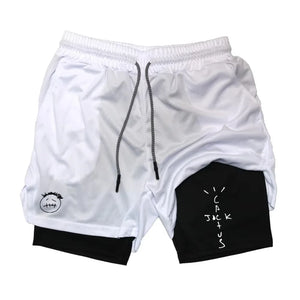 Men's Two-in-one Sports Shorts Breathable Casual Quick-drying Double-layer Shorts Summer Running Sportswear Bottoms RL0370