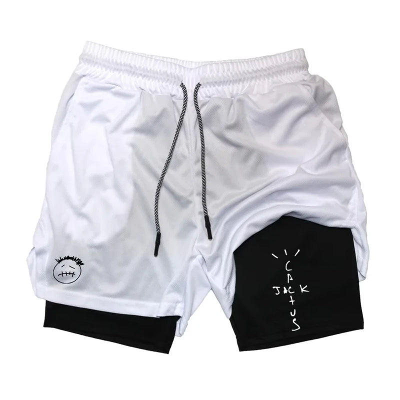 Men's Two-in-one Sports Shorts Breathable Casual Quick-drying Double-layer Shorts Summer Running Sportswear Bottoms RL0370 - Main Image