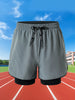 Summer Men Running Shorts Fitness Gym Training 2 in 1 Sports Shorts Quick Dry WorkoutJogging Double Deck Shorts - Thumbnail 8
