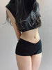 Simple Black Dance Fitness Running Ultra Short Sports Casual Shorts Female Summer Tight Low Waist Sexy Korean US8F - Thumbnail 3