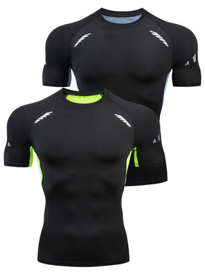 Men's Quick Dry Sports T-shirt, Athletic High Stretch Breathable Compression Moisture Wicking Base Layer Top For Outdoor Gym Run