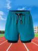 Summer Men Running Shorts Fitness Gym Training 2 in 1 Sports Shorts Quick Dry WorkoutJogging Double Deck Shorts - Thumbnail 7